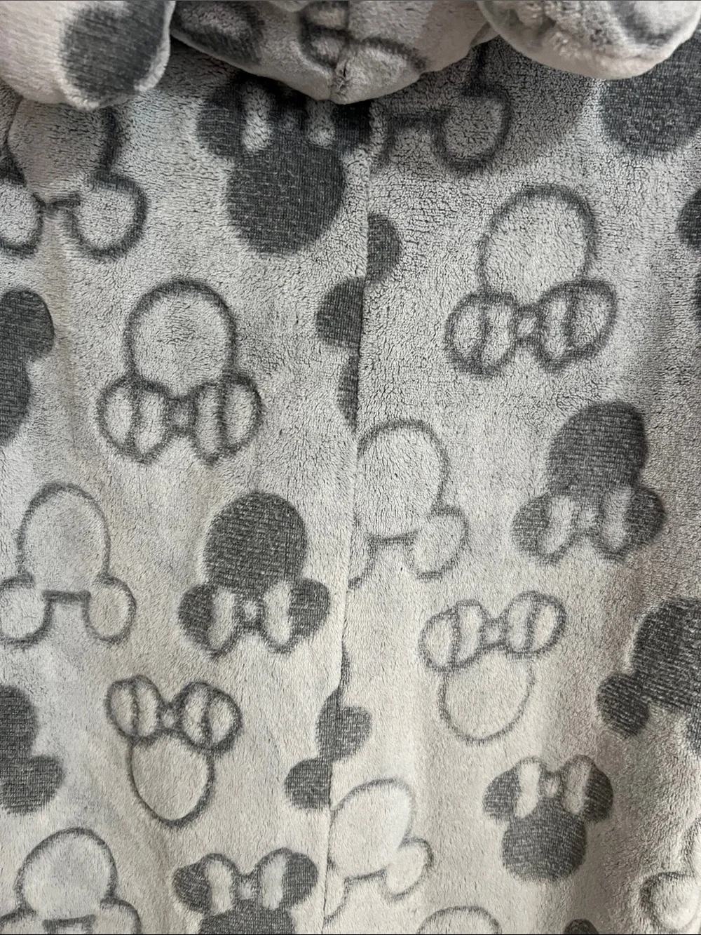 Disney Gray & White Fleece Hooded One-Piece Pajama with Pom Pom Ties - Picture 4 of 8